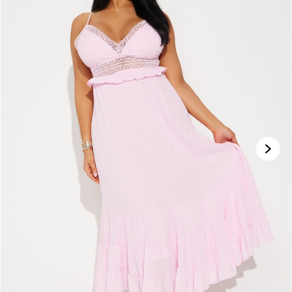 Fashion Nova Light Pink Lace Maxi Dress